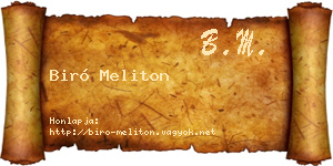 Biró Meliton névjegykártya